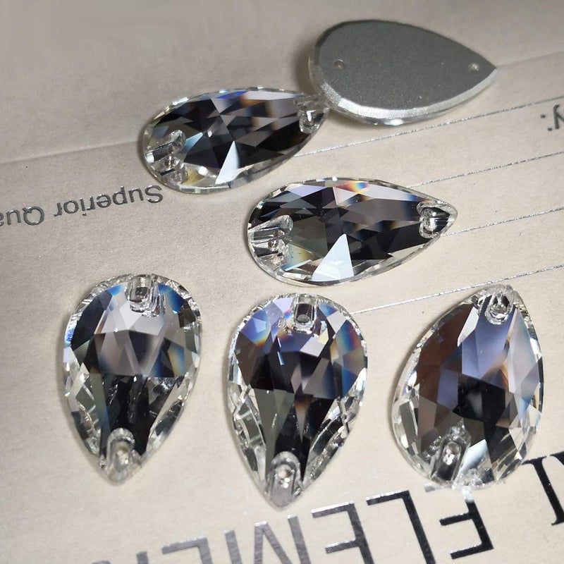 Pawkyjar Teardrop Crystal Sew On Rhinestones Flatback Rhinestones for Clothes Crafts Sewing Beads Decorations K9 Glass(7x12mm 72pcs) - Image 2